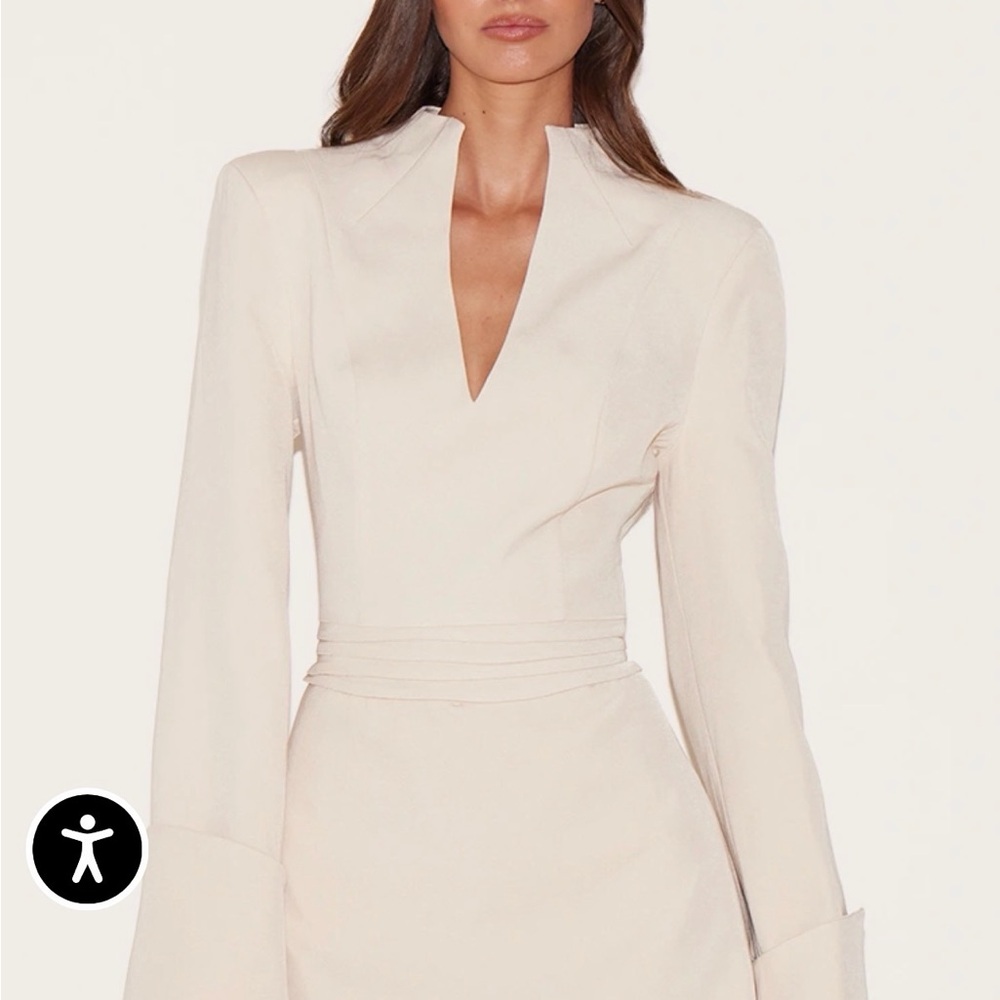 Cream long sleeve mini dress
